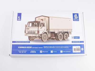 Baumi 11010 КАМАЗ-5320 бортовой с тентом (клей в комплекте) 1/35