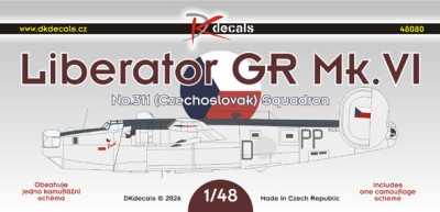 Dk Decals 48080 Liberator GR.Mk.VI No.311 Sqn. (1x camo) 1/48