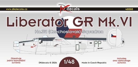 Dk Decals 48080 Liberator GR.Mk.VI No.311 Sqn. (1x camo) 1/48