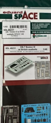 Eduard 3DL48231 DB-7 Boston III w/ British seatbelts SPACE 1/48