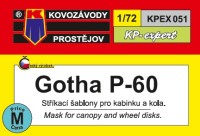 Kovozavody Prostejov EX051 Canopy&wheel mask Gotha P-60 1/72