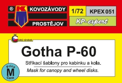 Kovozavody Prostejov EX051 Canopy&amp;wheel mask Gotha P-60 1/72