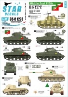 Star Decals 35-C1278 Middle East in the 1950s Egypt Shermans and T-34 tank markings.Sherman Mk.III (M4A2), Sherman Mk.V (M4A4).T-34/85(Sinai 1956).Valentine Archer tractor (Sinai 1956).(Soviet) 1/35