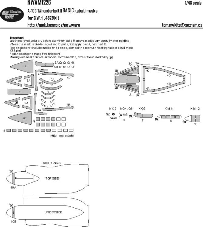 New Ware NWA-M1226 Mask A-10 C Thunderbolt II BASIC (GWH) 1/48