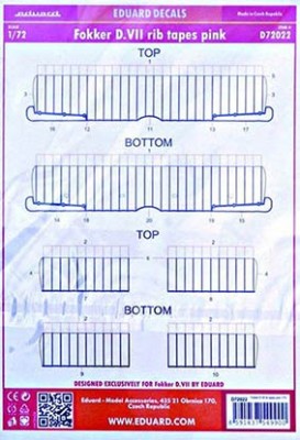 Eduard D72022 Decals 1/72 Fokker D.VII rib tapes pink (EDU)