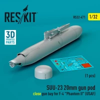 Reskit 32471 SUU-23 20mm gun pod (close gun bay) F-4 Phan. 1/32