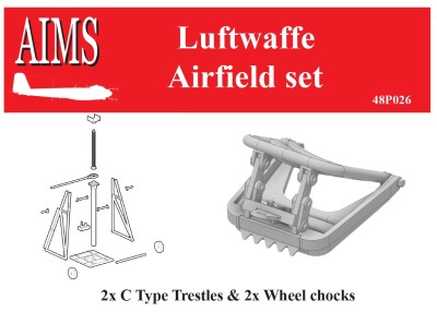 Aims AIMS48P026 Luftwaffe airfield set - 2x Type C Trestle and 2x Wheel Chocks 1/48