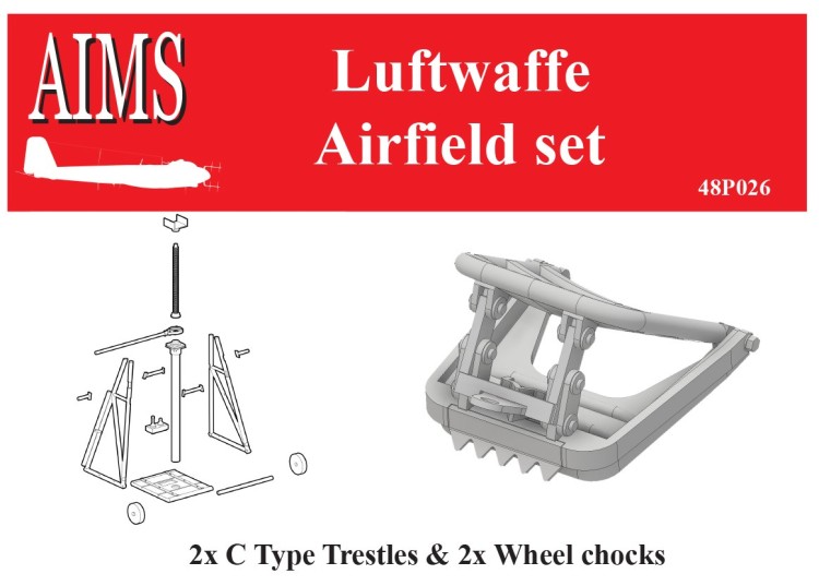 Aims AIMS48P026 Luftwaffe airfield set - 2x Type C Trestle and 2x Wheel Chocks 1/48