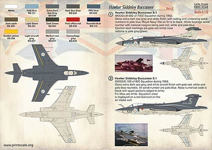 Print Scale 72-402 Hawker Siddeley Buccaneer part 2 (wet decals) 1/72