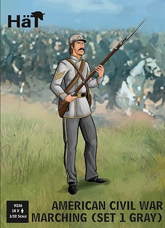 HAT 9336 ACW Marching set 1 moulded in Light grey color like ACW Confederates 1/32