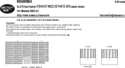 New Ware NWA-M1004 Mask Su-27K EXHAUST NOZZLES parts G28 1/48
