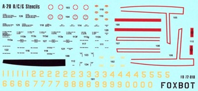 Foxbot Decals FBOT72010 Douglas A-20B/A-20C/A-20G Boston Stencils for MPM, Matchbox, Frog kits 1/72