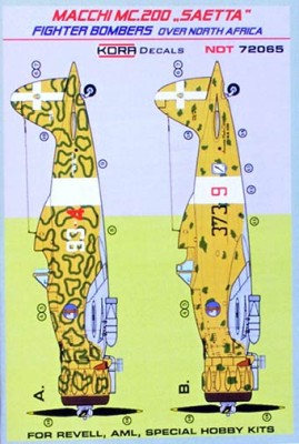 Kora Model NDT72065 MC.200 SAETTA Fight.Bombers o.N.Africa декали декали 1/72