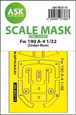 Art Scale 200-M32115 Focke-Wulf Fw-190A-4 canopy frame paint mask (outside only) 1/32