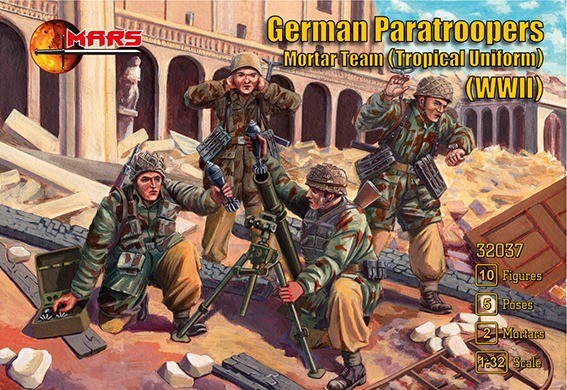 Mars MAR32037 German Paratrooper Mortar Team in tropical uniform (WWII) 1/32