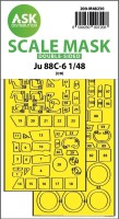 Art Scale 200-M48230 Junkers Ju-88C-6 wheels and canopy frame paint mask (inside and outside) 1/48
