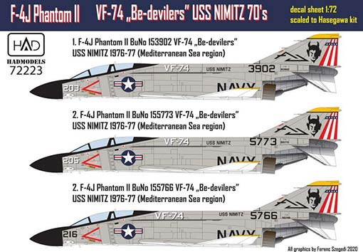 HAD 72223 Decal F-4J Phantom II VF-74 - part 1 1/72