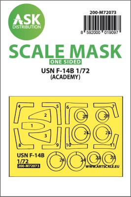 Art Scale 200-M72073 Grumman F-14B wheels and canopy frame paint masks (outside only) 1/72