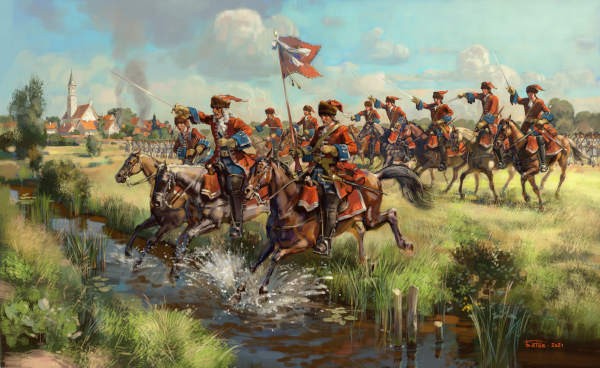 Strelets STR25372 French Dragoons in Attack. War of the Spanish Succession 1/72