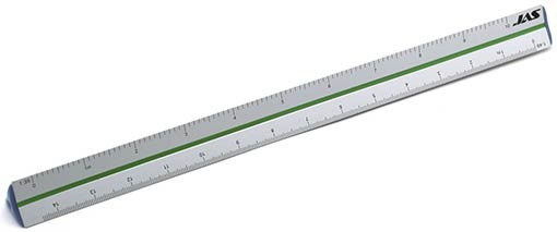 Jas 4701 Линейка трехгранная, 6 масштабов, алюминиевая, 30 см