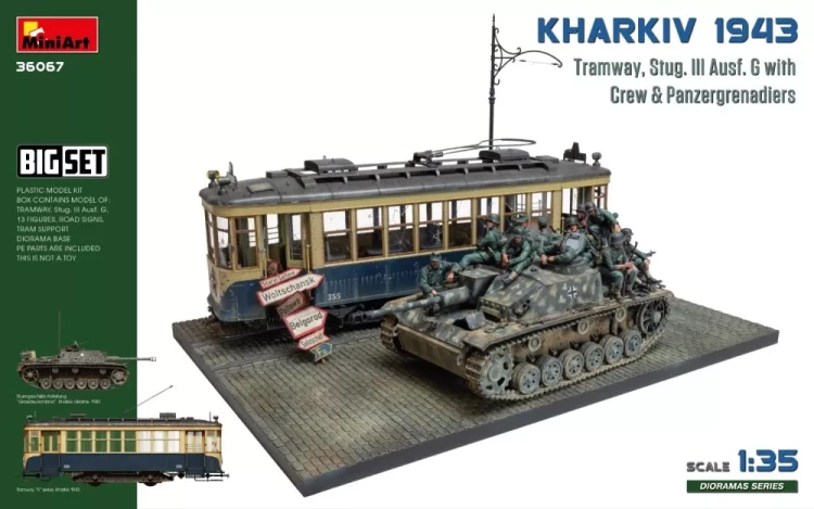 Miniart 36067 Kharkiv 1943: Tram & Stug.III Ausf. G w/Crew 1/35