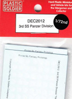 Plastic Soldier DEC2012 Decal Set 3rd SS Panzer Division (1:72)