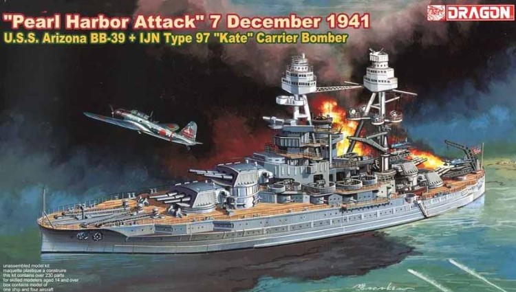 Dragon 7127 Линкор Arizona BB-39 + IJN Type 97 "Kate" Carrier Bomber 1/700
