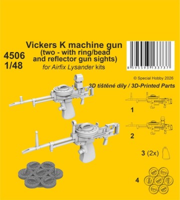 CMK SP4506 Vickers K machine gun for Lysander (AIRF) 1/48