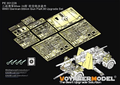 Voyager Model PE351228 WWII German 88mm Gun FlaK36 Upgrade Set(border BT-013) 1/35