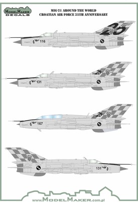 Model Maker Decals D144098 Mikoyan MiG-21 Around the World Croatian Air Force 25 anniversary 1/144