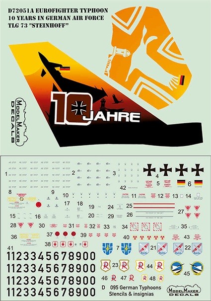 Model Maker Decals D72051A Eurofighter EF-2000A Typhoon 10 Years in German Air Force TLG 73 "Steinhoff" 1/72