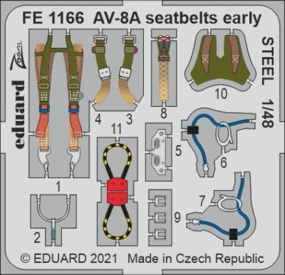 Eduard FE1166 AV-8A seatbelts early STEEL (KIN) 1:48