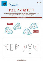 Peewit PW-M72199 1/72 Canopy mask PZL P.7 & P.11 (ARMA HOBBY)