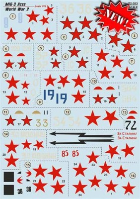 Print Scale 72-283 MiG-3 Aces of WWII (wet decals) 1/72