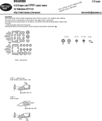 New Ware NWA-M1096 Mask U-2C Dragon Lady EXPERT (HOBBYB 87271) 1/72