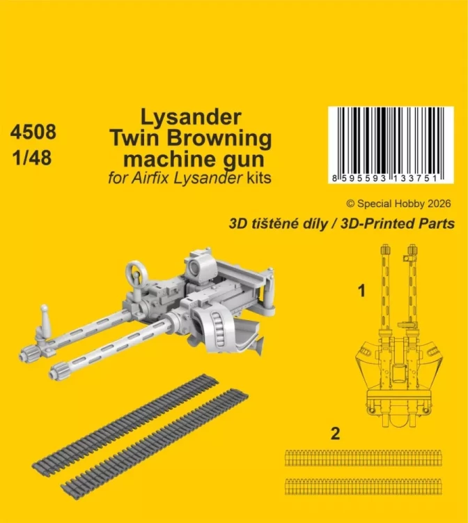 CMK SP4508 Twin Browning machine gun for Lysander (AIRF) 1/48