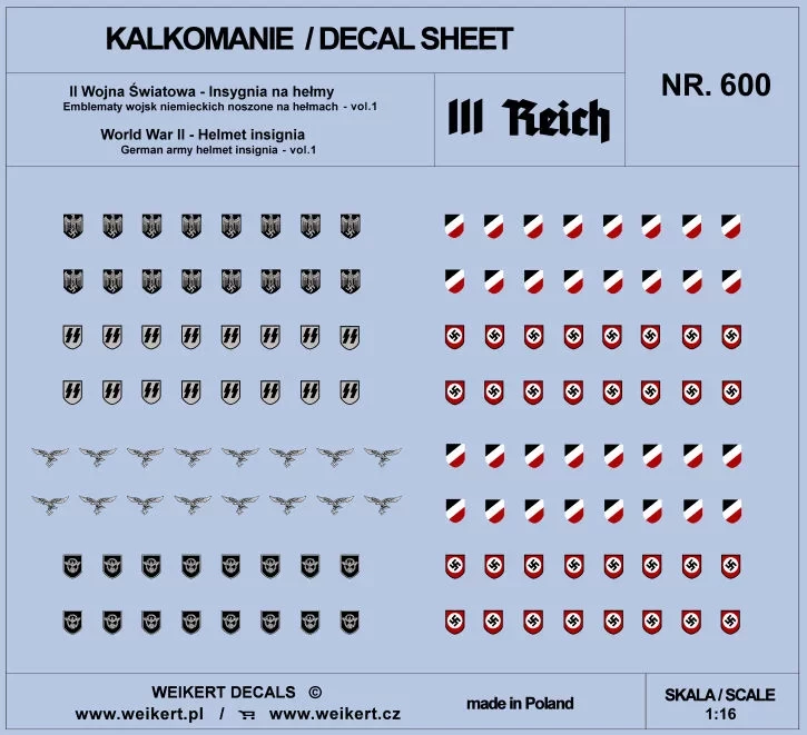 Weikert Decals 600 Helmet Insignia WWII - part 1 1/16