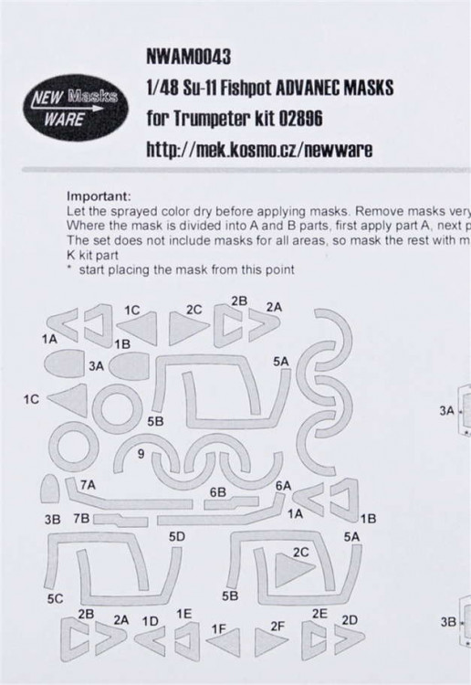 New Ware NWA-M0043 1/48 Mask Su-11 Fishpot ADVANCED (TRUMP)