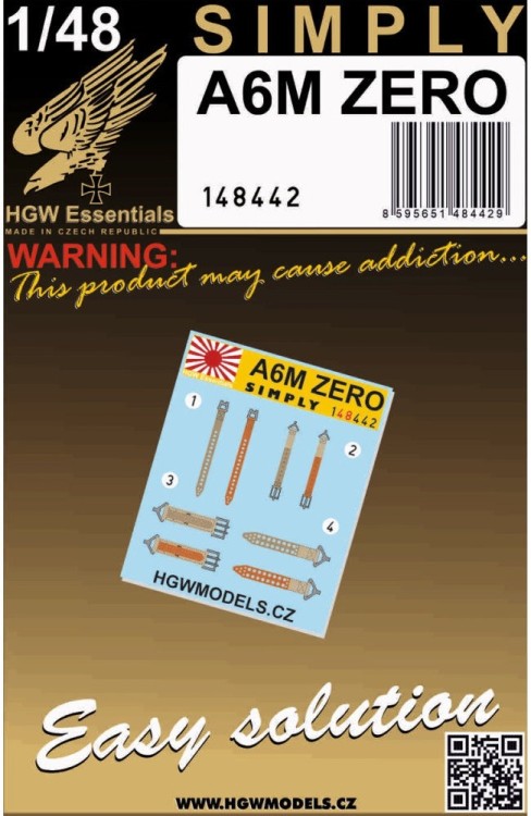 HGW 148442 Seatbelts A6M Zero (SIMPLY) 1/48