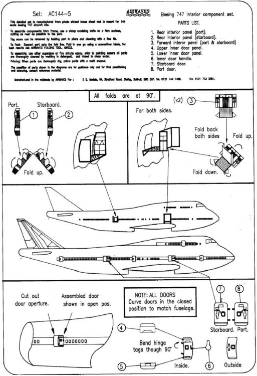 Airwaves (etched) AEC44005 Boeing 747 'Jumbo' interior 1/144