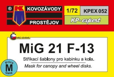 Kovozavody Prostejov EX052 Canopy&amp;wheel mask MiG-21 F-13 1/72