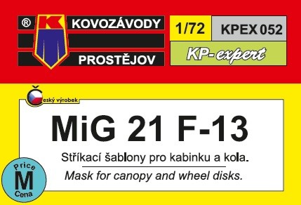 Kovozavody Prostejov EX052 Canopy&wheel mask MiG-21 F-13 1/72