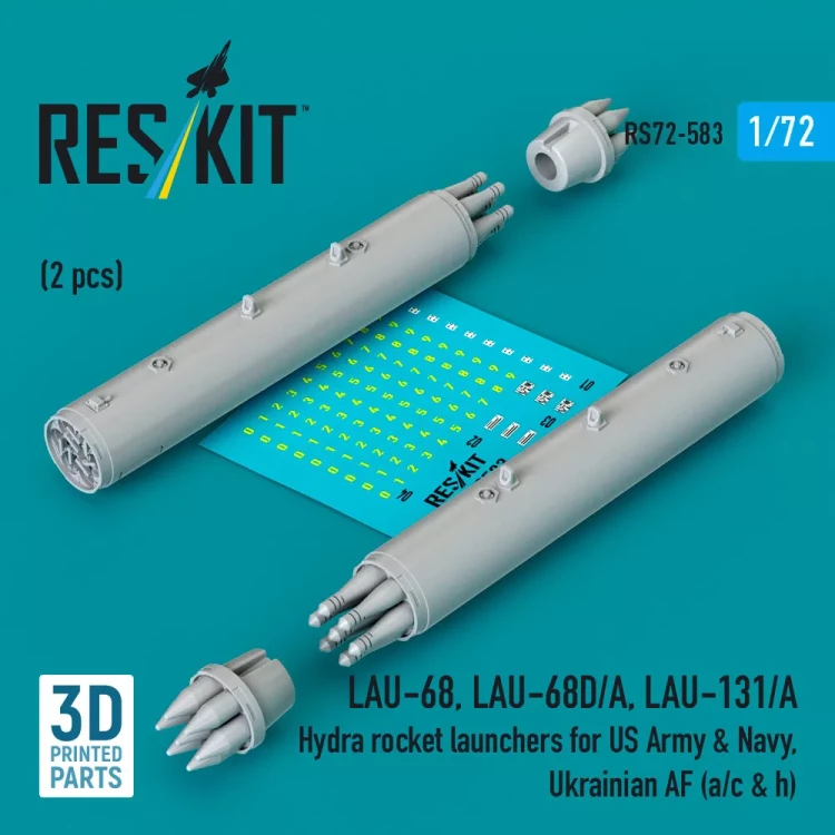 Reskit RS72-583 LAU-68/68D/A, LAU-131/A Hydra rocket launcher 1/72