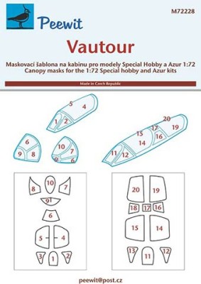 Peewit M72228 1/72 Canopy mask Vautour (SP.HOBBY/AZUR)