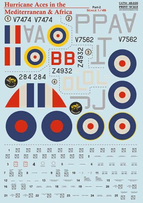 Print Scale C48226 Hurricane Aces MTO and Africa - Pt.2 (decal) 1/48