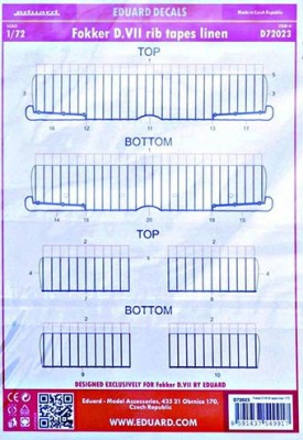 Eduard D72023 Decals 1/72 Fokker D.VII rib tapes linen (EDU)