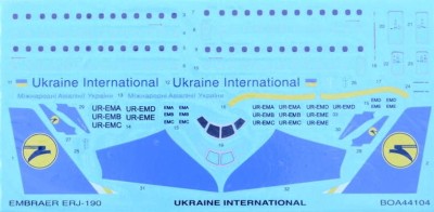 BOA Decals 44104 Embraer ERJ-190 Ukraine Intl. (REV) 1/144