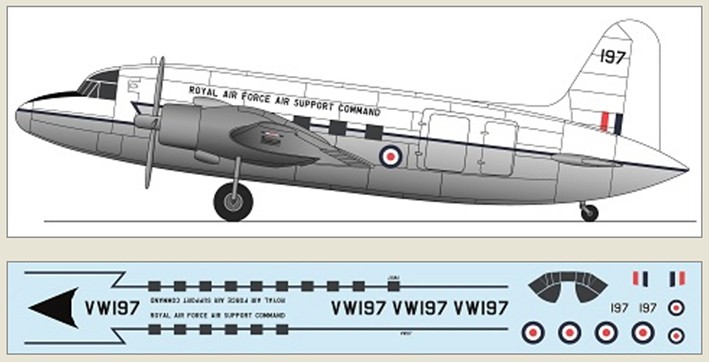 F-rsin Plastic FRP4132 Vickers Valetta Royal Air Force Support Command (laser decals) 1/144