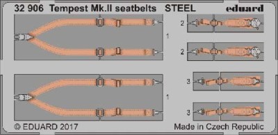 Eduard 32906 Tempest Mk.II seatbelts STEEL 1/32