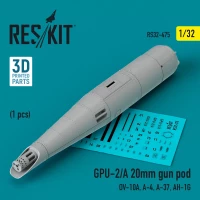 Reskit 32475 GPU-2/A 20mm gun pod (OV-10A, A-4, A-37) 1/32